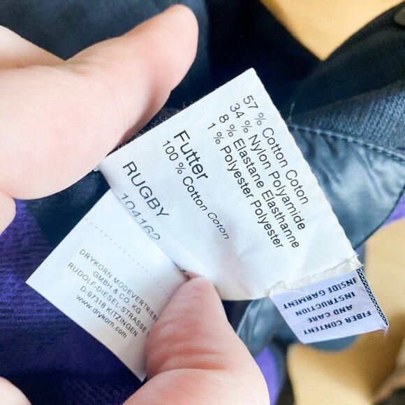 Drykorn Plaid Check Knit Collar Asymmetrical Closure Fitted Blazer XS - Picture 10 of 10